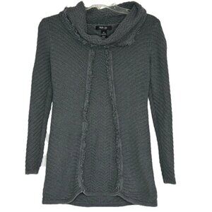 2/$30 Style & Co. Gray Grey Knit Cowl Neck Sweater Size PS Long Sleeve fringe